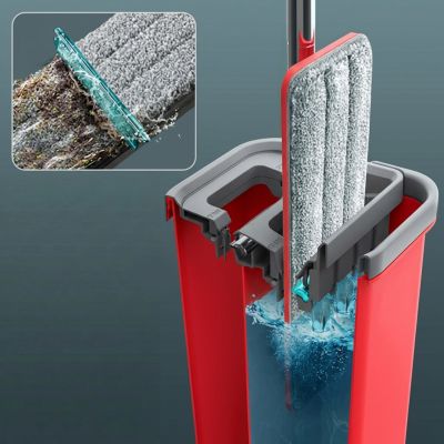 27. GREENBLUE FLACHMOP MIT EIMER UND MAXICLEAN AUSWÜRFMASCHINE + ZWEI HQ-MIKROFASER-KARTUSCHEN, FASSUNGSVERMÖGEN 8L GB870