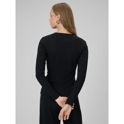 2. Damen Langarm-Strickpullover mit schmaler Rippstrickbündchen, Größe 4F 4FRAW25TLONF656-20S