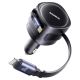3. Baseus Enjoyment Max 60W Autoladegerät mit einziehbaren USB-C- und Lightning Kabeln – Schwarz