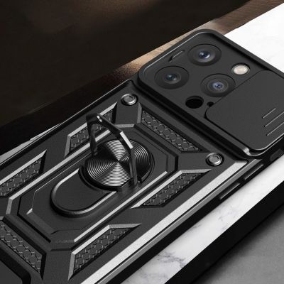 5. Armor Camshield Hülle mit Ständer und Kameraabdeckung für iPhone 15 Pro Max Hybrid Armor Camshield – Blau