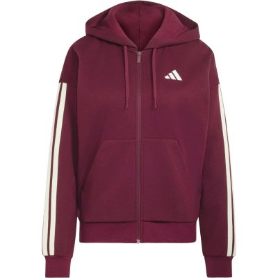 2. adidas Essentials Damen-Sweatshirt mit 3 Streifen, durchgehendem Reißverschluss und burgunderrotem Reißverschluss KX0785