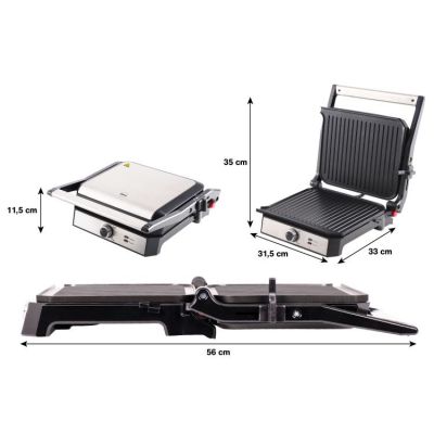4. ELDOM KONTAKTGRILL GK200 2000W, TEMPERATURREGELUNG, ZWEI FETTBEHÄLTER, PLATTEN MIT ANTIHAFTBESCHICHTUNG