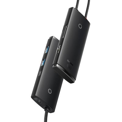 3. Baseus Lite Series multifunktionaler USB-Typ-C-HUB – 2 x USB 3.0 / USB Typ C / HDMI 1.4 / SD/TF OTG schwarz (WKQX050001)