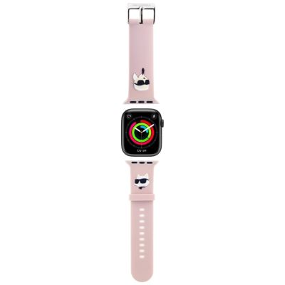Karl Lagerfeld 3D Rubber Karl&Choupette Heads Armband für Apple Watch 42/44/45/49 mm – Rosa