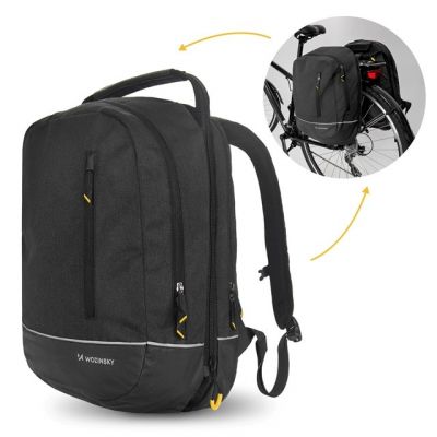8. Wozinsky Doppel-Fahrradtasche Rucksack 2in1 30l Schwarz (WBB30BK)