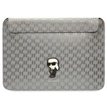 Karl Lagerfeld Saffiano Monogram Ikonik Tasche für einen 14-Zoll-Laptop – Silber