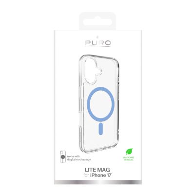 2. Puro Lite Mag TPU+PC Hülle kompatibel mit MagSafe für iPhone 17 - Transparent mit blauem Ring