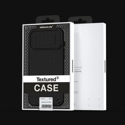5. Nillkin Textured S Case für iPhone 14 Plus, gepanzerte Hülle mit Kameraabdeckung, blau