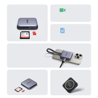 7. Ugreen Magnetischer Speicherkartenleser + 100W PD 3-in-1-Ladegerät – Grau