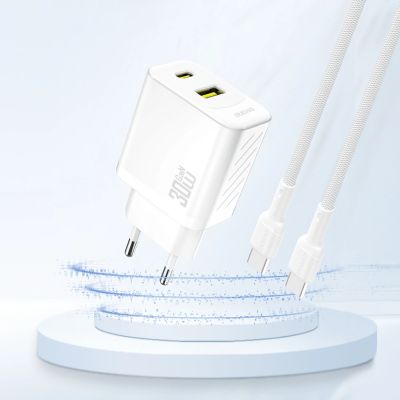 2. Dudao A27TEU PD 30W GaN USB-A USB-C Wandladegerät – Weiß