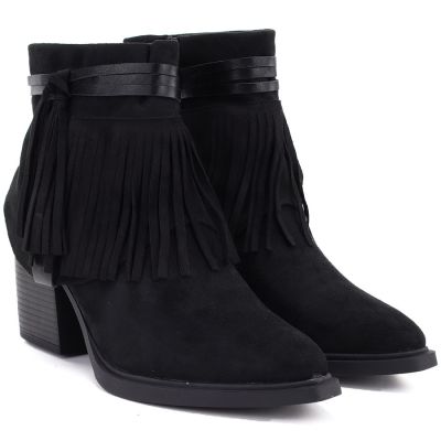 3. Damen-Cowboystiefel mit Fransen, gefüttert, schwarz, M.Daszyński