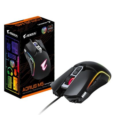 7. Gigabyte AORUS M5, Gaming-Maus, USB, optisch, bis zu 16000 DPI