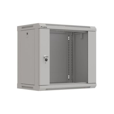 12. Wandmontierter Installationsschrank 19" 9U 540x350 graue Glastür LANBERG (FLAT PACK)