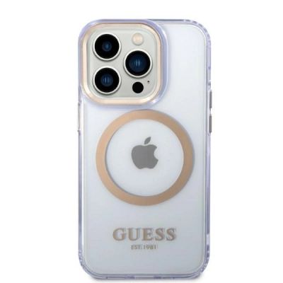 3. Guess Gold Outline Translucent MagSafe Case für iPhone 14 Pro Max 6,7" - Lila