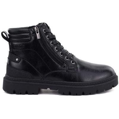7. Schwarze Herren-Ankle-Boots aus Leder mit zwei Reißverschlüssen, Big Star UU174242