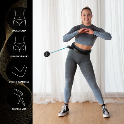 11. Magnetisches Hula-Hoop-Set Schwarz/Türkis HHM17 mit HMS-Zähler + Schlankheitsgürtel BR163 Rot