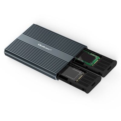 11. Qoltec-Gehäuse | M.2-SSD-Laufwerksschacht | SATA | NVMe | USB-C | Dual 2 x 2 TB