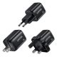 5. UNITEK 2x GAN 45W Ladegerät, 2x USB-C PD 3.0, QC, Schwarz
