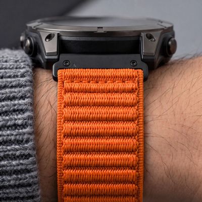 10. Tech-Protect NylonLoop Armband für Garmin Fenix 5X / 5X Plus / 6X / 6X Pro / 7X / 8 / 8 Pro / 9 / 9 Pro (51 mm) – Orange