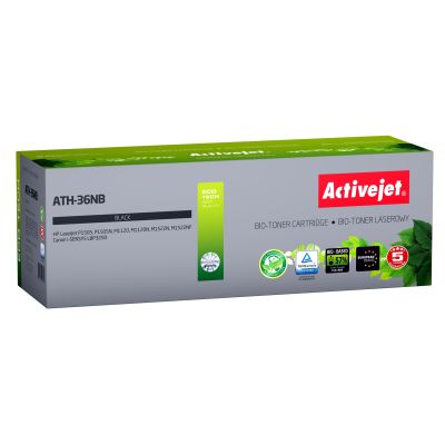 BIO Activejet ATH-36NB Toner (ersetzt HP 36A CB436A, Canon CRG-713; Supreme; 2000 Seiten; Schwarz). Öko-Toner. Das Tonerpulver ist biologisch abbaubar. 57 % des Toners sind biologischen Ursprungs.