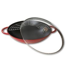 Gusseiserner Wok mit Deckel Staub – Rot, 37 cm
