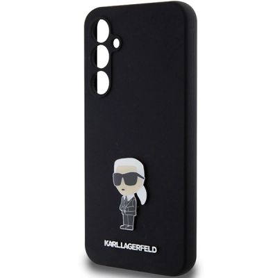 6. Karl Lagerfeld Silikon Ikonik Metal Pin Hülle für Samsung Galaxy S23 FE – Schwarz