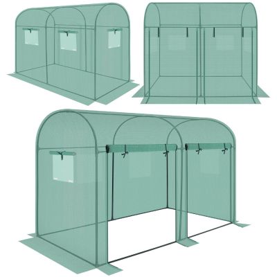 22. Gewächshaus-Gartentunnel mit zwei Eingängen für Tomaten und Gurken, 200 x 100 x 180 cm, grün