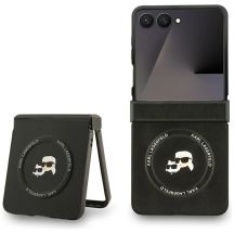 Karl Lagerfeld Karl&Choupette Pins MagSafe Hülle für Samsung Galaxy Z Flip 7 - Schwarz