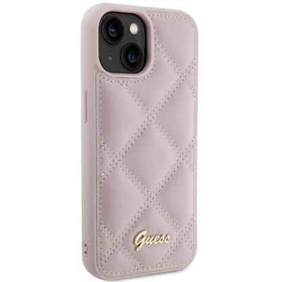 4. Guess Quilted Metal Logo-Hülle für iPhone 15 – Rosa
