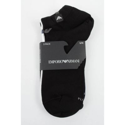 3. Emporio Armani Calza Knöchelsocken aus Baumwolle, bequem, 3er-Pack, Marineblau, Schwarz, Weiß