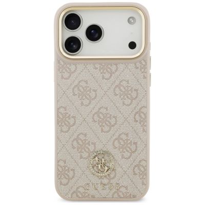3. Guess 4G Strass Logo & Big Strap Metal Buttons MagSafe Case für iPhone 17 Pro Max - Pink