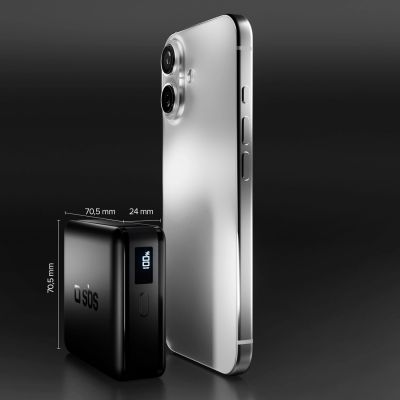 13. SBS HD 30W 10000mAh USB-C Powerbank mit LCD-Display – Schwarz