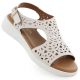 7. Sergio Leone SK-850 Damen-Sandalen in Creme mit durchbrochenem Muster und Absatz