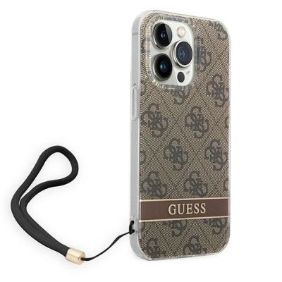 3. Guess GUOHCP14XH4STW iPhone 14 Pro Max 6,7 "braun / braunes Hardcase 4G Print Strap