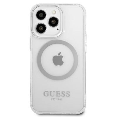 3. Guess Metal Outline MagSafe Hülle für iPhone 13 Pro / iPhone 13 – Silber