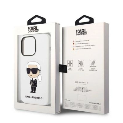 8. Karl Lagerfeld KLHCP14LSNIKBCH iPhone 14 Pro 6.1" Hardcase weiß/weiß Silikon Ikonik
