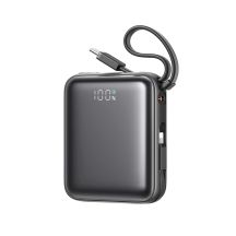 Joyroom JR-PBF27 10000 mAh 22,5 W Powerbank mit integrierten USB-C- und Lightning Kabeln - Schwarz