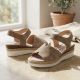 7. Beige Jezzi Keilsandalen aus Leder für Damen, Größe 26SD18-32