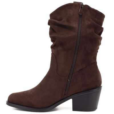 8. Damen-Ankle-Boots, Rüschen-Cowboystiefel, braun, Vinceza HX27-16536