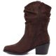 8. Damen-Ankle-Boots, Rüschen-Cowboystiefel, braun, Vinceza HX27-16536