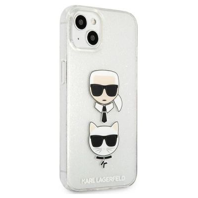 4. Karl Lagerfeld Glitter Karl's & Choupette Head Case für iPhone 13 mini - Silber
