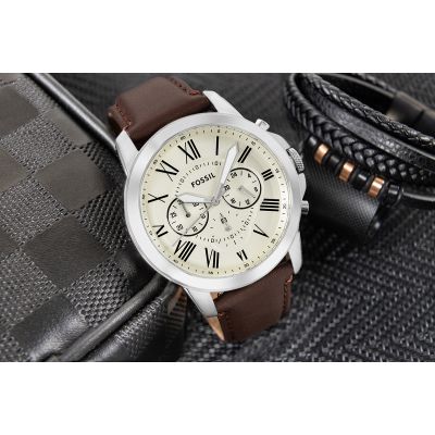 5. FOSSIL Grant Herrenuhr aus Leder FS4735 + Box