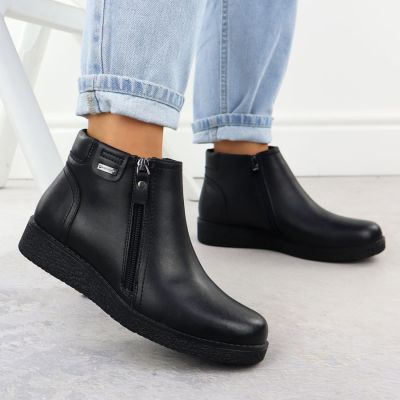 6. Gefütterte Damen-Ankle-Boots mit Absatz, schwarz, Sergio Leone BT25348-S
