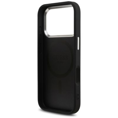 7. Guess Glitter Triangle Logo MagSafe Case für iPhone 17 Pro - Schwarz