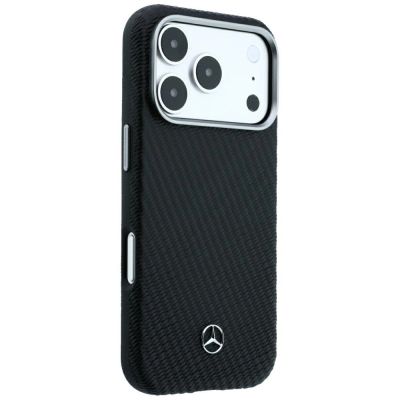 4. Mercedes Leder-Halbhülle in Holzoptik mit MagSafe-Funktion für iPhone 17 Pro Max / 18 Pro Max – Schwarz