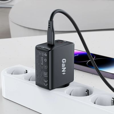 7. Schnellladegerät GaN 35W PD 2x USB C Acefast A49 - schwarz