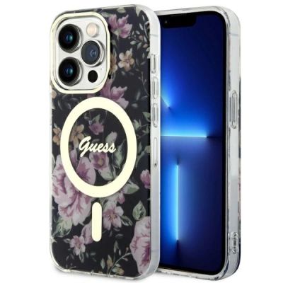 Guess GUHMP14LHCFWSK iPhone 14 Pro 6.1" schwarz/schwarz Hardcase Flower MagSafe