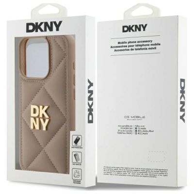 8. DKNY Quilted Stack Logo iPhone 15 Pro Hülle – Beige