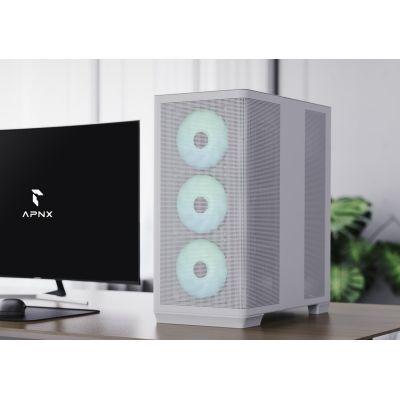 3. AeroCool Geh Midi APNX C1-R-WT-V1 Gehäuse mit MicroATX/MiniITX