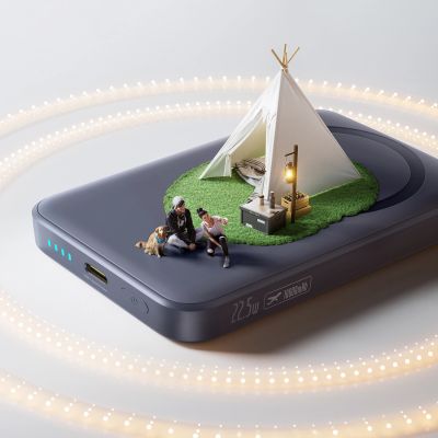 7. Baseus EnerFill FM11 10000mAh 22,5W MagSafe-kompatible Powerbank mit schwarzem Baseus Simple USB-C 20V/3A 30cm Kabel - Dunkelgrau